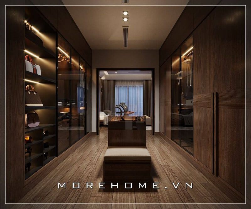 . Tủ quần áo gỗ với phong cách hiện đại, tông màu nâu trầm sang trọng và thiết kế tinh tế sẽ cuốn hút mọi ánh nhìn.